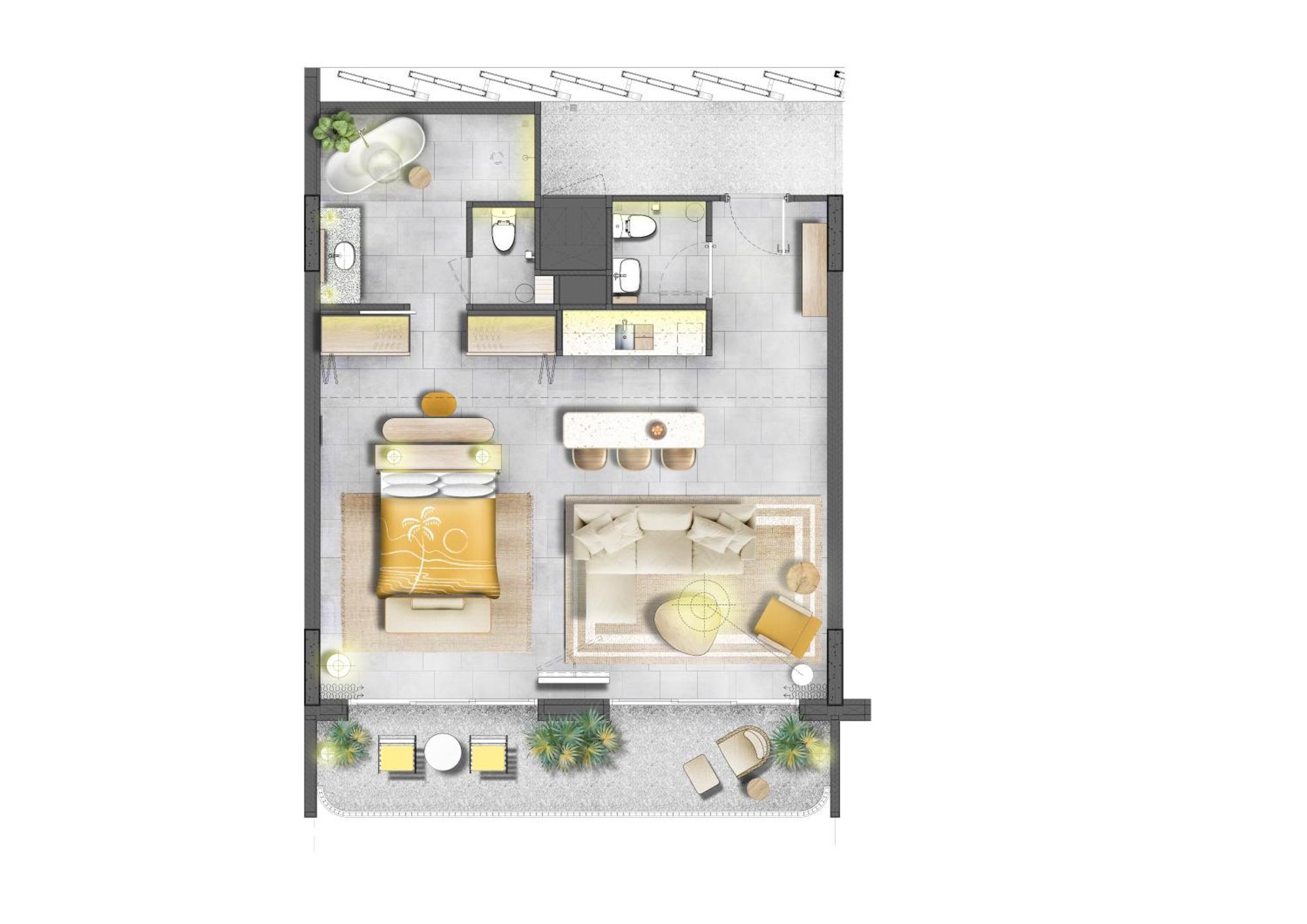 فندق The Standard, هوا هين الغرفة الصورة A floor plan of a typical apartment